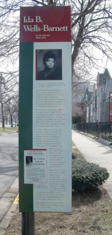 Ida B. Wells sign in Bronzeville Chicago